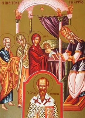 Обрезание Господне. святителя Василия Великого. Греческая икона