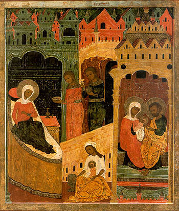 Рождество Пресвятой Богородицы. Икона XVII в.