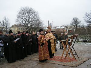 Молебен у основания Екатерининского собора в Царском Селе