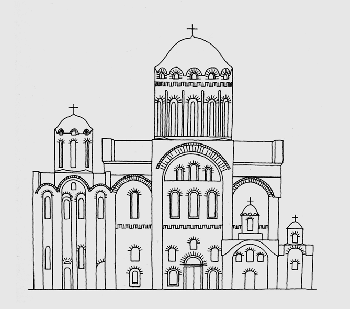 Великая Успенская церковь. XI век. Западный фасад