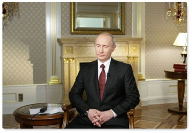 В.В.Путин дает интервью Ларри Кингу. 2010 г.