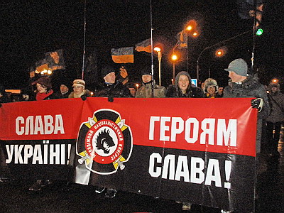 Факельное шествие в честь С.Бандеры. Киев. 1.01.2011 г.
