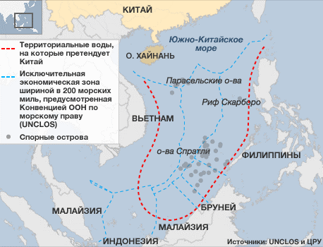 Спорные острова в Южно-китайском море