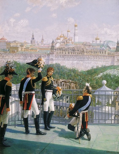 Матвеев Н.С. *Король Прусский Фридрих Вильгельм III с сыновьями благодарит Москву за спасение его государства*