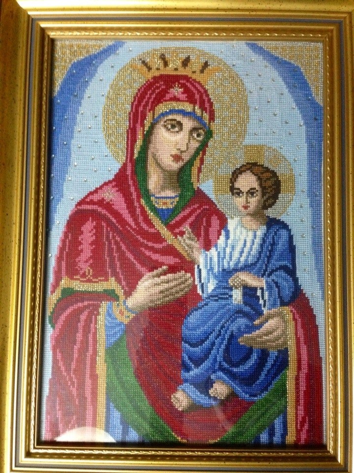 Иверская икона Божией Матери, выполненная Еленой Бабич и подаренная руководству КНДР