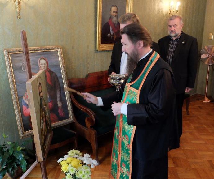 Митрополит Антоний освящает икону св. прав. Иоанна Кронштадтского