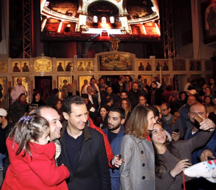 Башар Асад с супругой Асмой посетили Успенский кафедральный собор в Дамаске