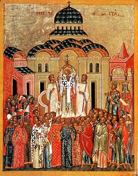 Воздвижение Креста Господня. Новгородская икона. Конец XV века