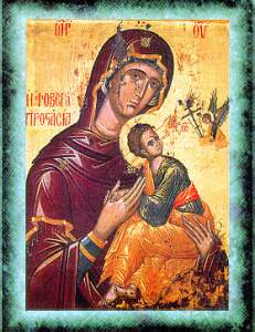 Икона Богородицы "Фовера Простасия" ("Страшная защита") из афонского монастыря Кутлумуш