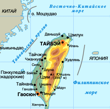 Карта Тайваня