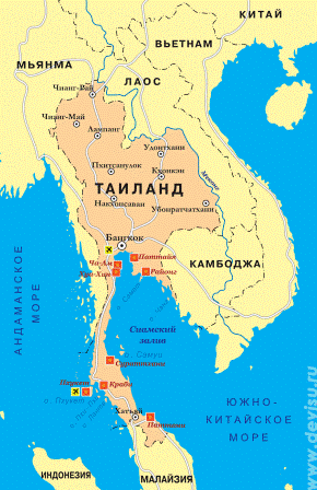 Карта Таиланда