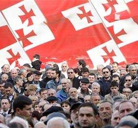 Митингующие в центре Тбилиси