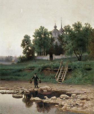 Картина художника Ефима ВОЛКОВА «У монастыря», 1884 год