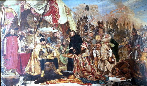 Я. Матейко. Сдача Пскова Стефану Баторию в 1581 году 