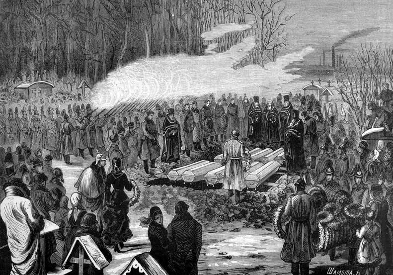 Похороны погибших солдат, 7 февраля 1880 г.