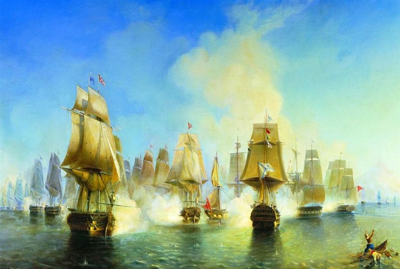 Афонское сражение 19 июня 1807 года, худ. А.П.Боголюбов