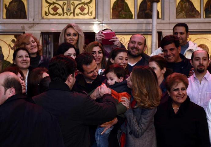 Башар Асад с супругой Асмой посетили Успенский кафедральный собор в Дамаске