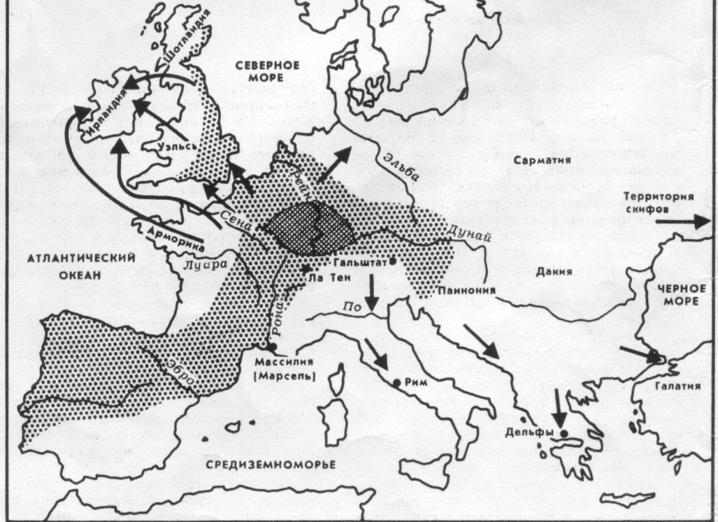 Карта расселения кельтов
